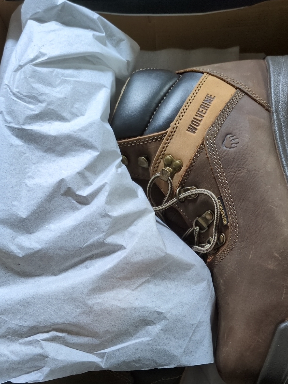 Wolverine Brown and Black Leather Work Boot Cabor 6" Men's 10.5ew